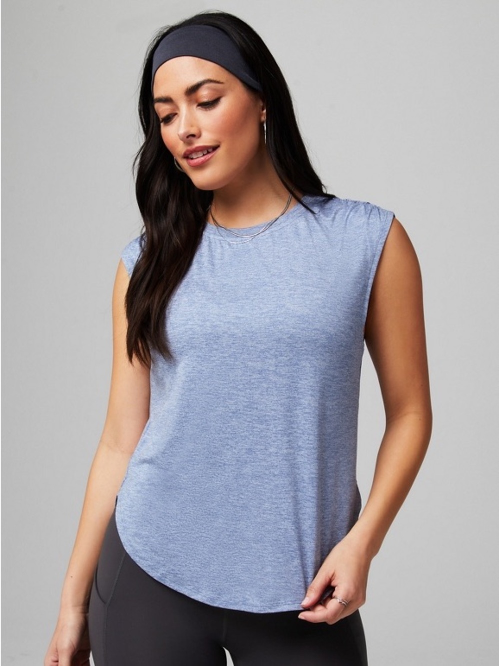 Fabletics DRY-FLEX TUNIC TANK | L/10 | ELEMENTAL BLUE HEATHER